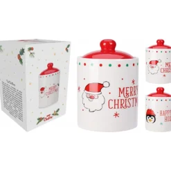 Koopman Complementi D'Arredo|Oggetti Per La Tavola*Barattolo di Natale in Ceramica 12x18 cm. Pezzo Singolo