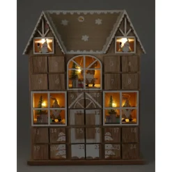 Koopman Luci Di Natale|Complementi D'Arredo*Calendario Avvento Luminoso in Legno 37 cm