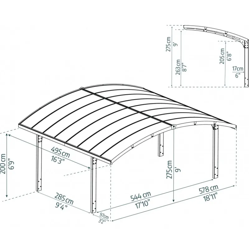 Canopia Carport*Arizona Breeze Carport Doppio in Alluminio 6 X 5 m