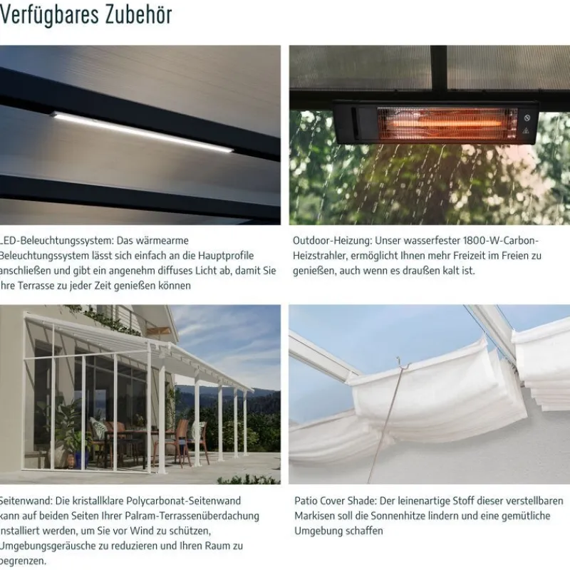Canopia Pergole*Feria Pergola Addossata in Alluminio 3X3 m Grigio