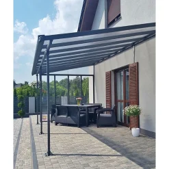 Canopia Pergole*Feria Pergola Addossata in Alluminio 3X5.5 m Grigio