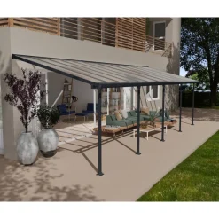 Canopia Pergole*Feria Pergola Addossata in Alluminio 3X9.2 m Grigio