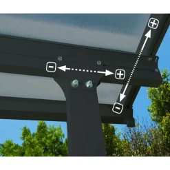 Canopia Pergole*Feria Pergola Addossata in Alluminio 3X9.2 m Grigio