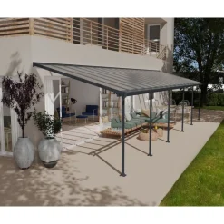 Canopia Pergole*Feria Pergola Addossata in Alluminio 3X10.4 m Grigio