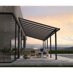 Canopia Pergole*Olympia Pergola Addossata in Alluminio 3X9.2 m Grigio