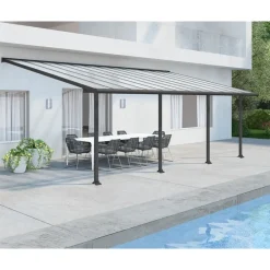Canopia Pergole*Olympia Pergola Addossata in Alluminio 3X7.4 m Grigio