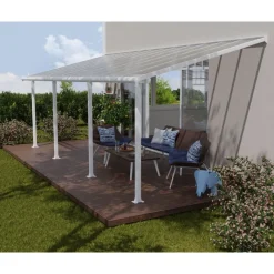 Canopia Pergole*Olympia Pergola Addossata in Alluminio 3X7.4 m Bianco