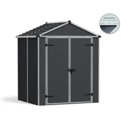 Canopia Casette Da Giardino Piccole*Rubicon Casetta Da Giardino in Policarbonato Ultra Resistente 154X185X217 cm Grigio Scuro
