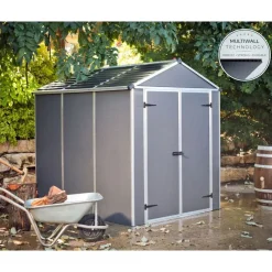 Canopia Casette Da Giardino Piccole*Rubicon Casetta Da Giardino in Policarbonato Ultra Resistente 229X185X217 cm Grigio Scuro