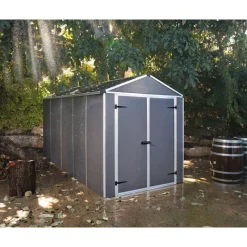 Canopia Casette Da Giardino Piccole*Rubicon Casetta Da Giardino in Policarbonato Ultra Resistente 378X185X217 cm Grigio Scuro