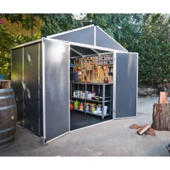 Canopia Casette Da Giardino Piccole*Rubicon Casetta Da Giardino in Policarbonato Ultra Resistente 229X237X235 cm Grigio Scuro