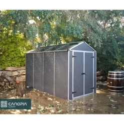 Canopia Casette Da Giardino Medie*Rubicon Casetta Da Giardino in Policarbonato Ultra Resistente 303X185X217 cm Grigio Scuro
