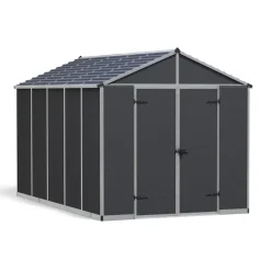 Canopia Casette Da Giardino Medie*Rubicon Casetta Da Giardino in Policarbonato Ultra Resistente 377X237X235 cm Grigio Scuro