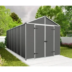Canopia Casette Da Giardino Grandi*Rubicon Casetta Da Giardino in Policarbonato Ultra Resistente 528X237X235 cm Grigio Scuro