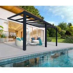 Canopia Pergole*Stockholm Pergola Addossata in Alluminio di Premium 3.4X6 m Trasparente