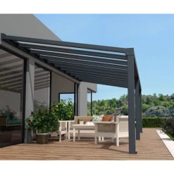 Canopia Pergole*Stockholm Pergola Addossata in Alluminio di Premium 3.4X8 m Trasparente