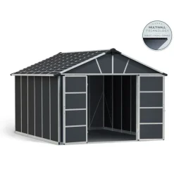 Canopia Casette Da Giardino Medie*Yukon Casetta Da Giardino in Policarbonato 395X332X252 cm Grigio Pavimento Incluso