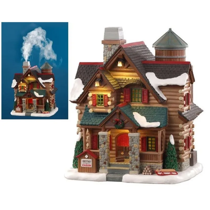Lemax Prodotti Fuori Catalogo|Edifici Illuminati*Chestnut Cabin con Alimentatore 4.5V Cod. 05641