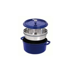 Staub Cocotte Tonde*Cocotte con Cestello 26 cm Blu Scura in Ghisa