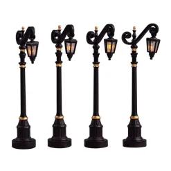 Lemax Luci E Alimentatori*Colonial Street Lamp Set of 4 B/O 4.5V Cod. 54313