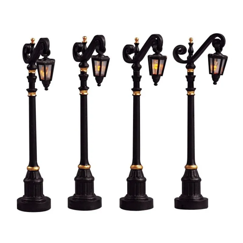 Lemax Luci E Alimentatori*Colonial Street Lamp Set of 4 B/O 4.5V Cod. 54313