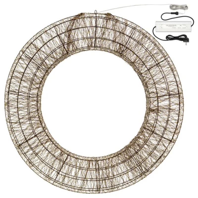 Lotti Luci Di Natale|Luci Di Natale*Corona 3D Marrone Ø 110cm HDM 15000 MicroLED BIANCO CALDO e BIANCO FREDDO