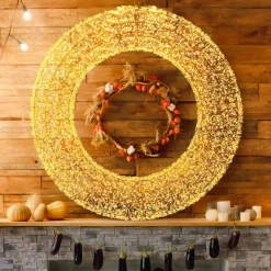 Lotti Luci Di Natale|Luci Di Natale*Corona 3D Marrone Ø 110cm HDM 15000 MicroLED BIANCO CALDO e BIANCO FREDDO