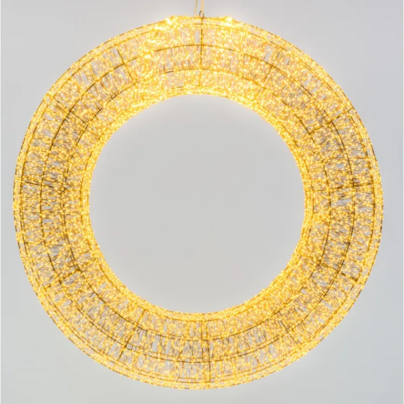 Lotti Luci Di Natale|Luci Di Natale*Corona 3D Marrone Ø 110cm HDM 15000 MicroLED BIANCO CALDO e BIANCO FREDDO