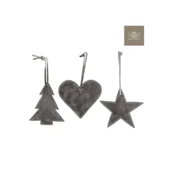 Edelman Palline Di Natale|Addobbi Per Albero Di Natale*Cuore Stella Albero In Cuoio Grigio. Pezzo Singolo