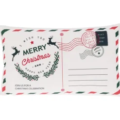 Koopman Cuscini E Plaid*Cuscino Decorativo Cartoline Natale 50x30 Cm. Pezzo Singolo