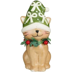 Edelman Complementi D'Arredo|Oggetti Per La Tavola*Decorazione Gatto sorridente con Cappello Verde