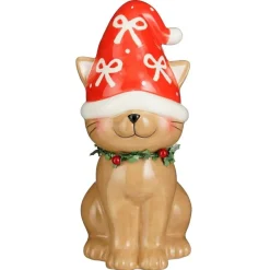 Edelman Complementi D'Arredo|Oggetti Per La Tavola*Decorazione Gatto sorridente con Cappello Rossa