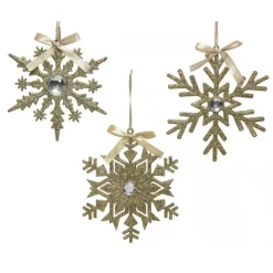 Kaemingk Addobbi Per Albero Di Natale*Fiocchi di neve Oro da appendere. Pezzo Singolo