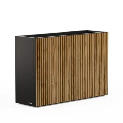 Herstera Fioriere In Metallo Herstera*Fioriera Alta DECO PLANTER DIVIDER 40 in Metallo colore Nero e Legno 100x40x80 cm