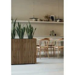 Herstera Fioriere In Metallo Herstera*Fioriera Alta DECO PLANTER DIVIDER 40 in Metallo colore Nero e Legno 100x40x80 cm