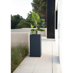 Herstera Fioriere In Metallo Herstera*Fioriera Alta PLANTER COLUMN in Metallo colore Antracite 50x50x100 cm