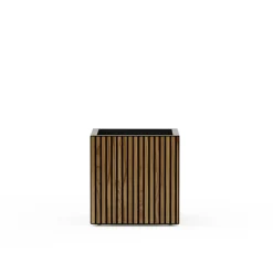 Herstera Fioriere In Metallo Herstera*Fioriera Cubo DECO PLANTER in Metallo colore Nero e Legno 50x50x50 cm