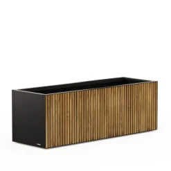 Herstera Fioriere In Metallo Herstera*Fioriera DECO PLANTER in Metallo colore Nero e Legno 150x50x50 cm