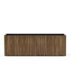 Herstera Fioriere In Metallo Herstera*Fioriera DECO PLANTER in Metallo colore Nero e Legno 150x50x50 cm