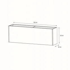 Herstera Fioriere In Metallo Herstera*Fioriera PLANTER 30 in Metallo colore Antracite 150x30x50 cm