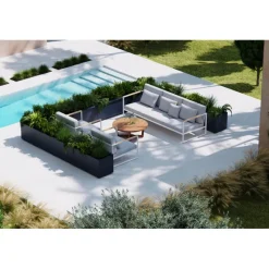Herstera Fioriere In Metallo Herstera*Fioriera PLANTER 50 in Metallo colore Antracite 100x50x50cm