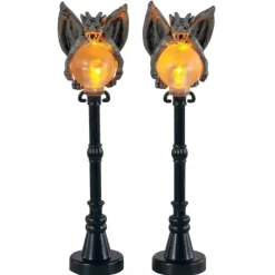 Lemax Luci E Alimentatori|Luci E Alimentatori*Gargoyle Lamp Post Set of 2 B/O 4.5V Cod. 14829