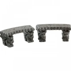 Lemax Accessori|Accessori*Gargoyle Stone Benches Set Of 2 Cod. 84370