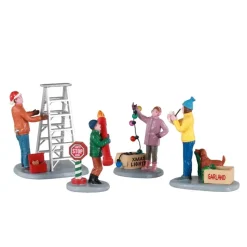 Lemax Personaggi*Getting Ready To Decorate Set Of 4 Cod. 12030