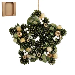 Edelman Ghirlande*Ghirlanda Addobbata a Forma di Stella Color Verde 34 cm