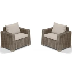 Keter Divani E Set Da Giardino|Divani E Set Da Giardino*2 Poltrone Con Braccioli CALIFORNIA Cappuccino