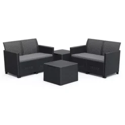 Keter Divani E Set Da Giardino|Divani E Set Da Giardino*Set 2 Divani + 2 Tavolini Contenitori CLAIRE DOUBLE SOFA STORAGE TABLE Grafite