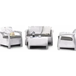 Keter Divani E Set Da Giardino|Divani E Set Da Giardino*Set Lounge CORFU' Bianco