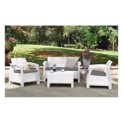 Keter Divani E Set Da Giardino|Divani E Set Da Giardino*Set Lounge CORFU' Bianco