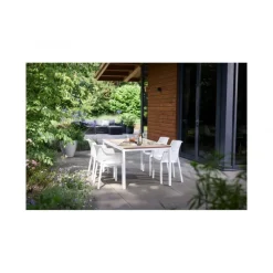 Keter Tavoli Da Giardino|Tavoli Da Giardino*Tavolo PORTO 160 effetto Legno struttura Bianca